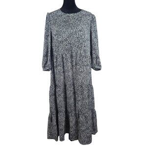 Ophelia Roe Womens 3/4 Sleeve Tiered Midi Dress Medium Casual Church School